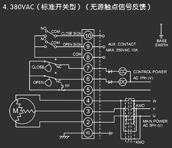 380VAC標(biāo)準(zhǔn)開關(guān)型<a href='http://www.cngcw.cn/Product/diefa/diandongdiefa/' target='_blank'>電動(dòng)<a href='http://www.cngcw.cn/Product/diefa/' target='_blank'>蝶閥</a></a>接線圖