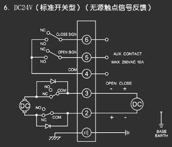 ＤＣ24Ｖ標(biāo)準(zhǔn)開關(guān)型<a href='http://www.cngcw.cn/Product/diefa/diandongdiefa/' target='_blank'>電動(dòng)<a href='http://www.cngcw.cn/Product/diefa/' target='_blank'>蝶閥</a></a>接線圖
